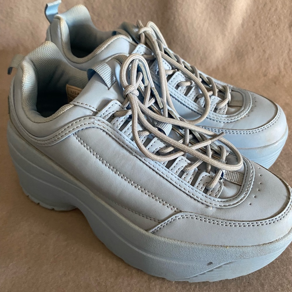 Women's Light Blue Platform Sneakers